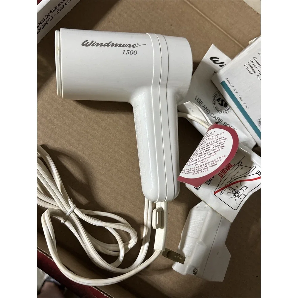 Vintage Windmere Turbo 1500 Hair Dryer Compact Travel Guardian Dual Voltage